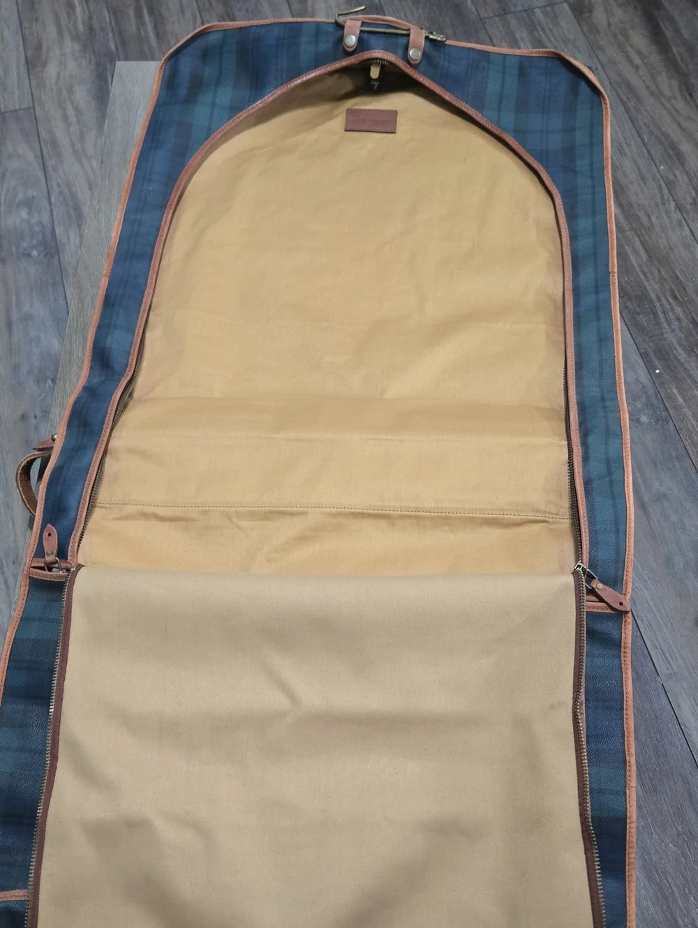 Vintage Polo Ralph Lauren Blackwatch Plaid Garment Bag COMPLETE Hook Strap Brush